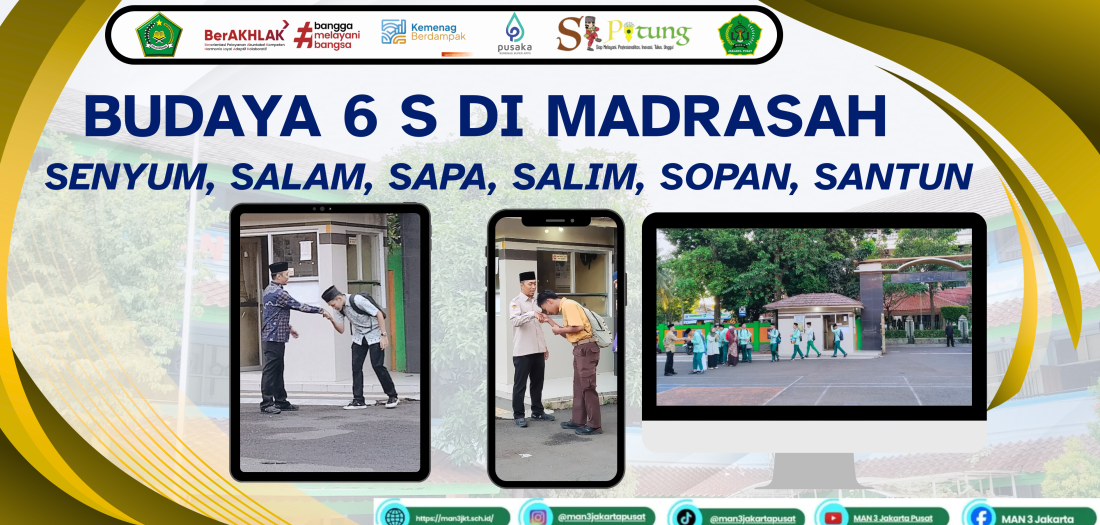 Budaya 6 S (Senyum, Salam, Sapa, Salim, Sopan, Santun)