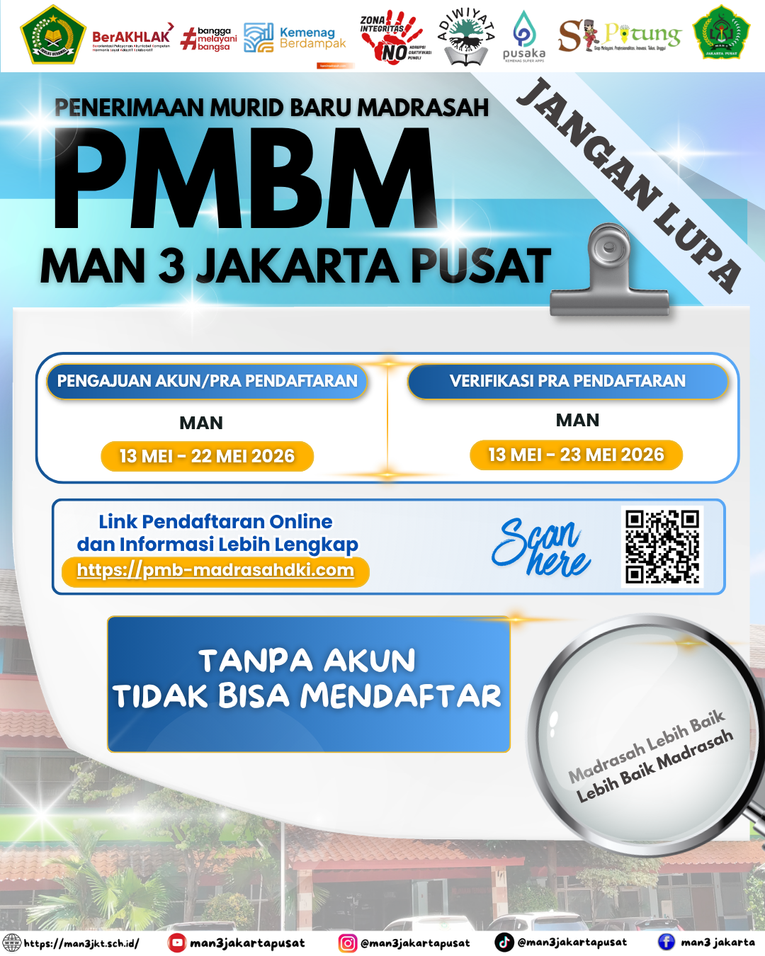 MAN 3 Jakarta Pusat Ingatkan Calon Peserta Didik Segera Membuat Akun PMBM 2026